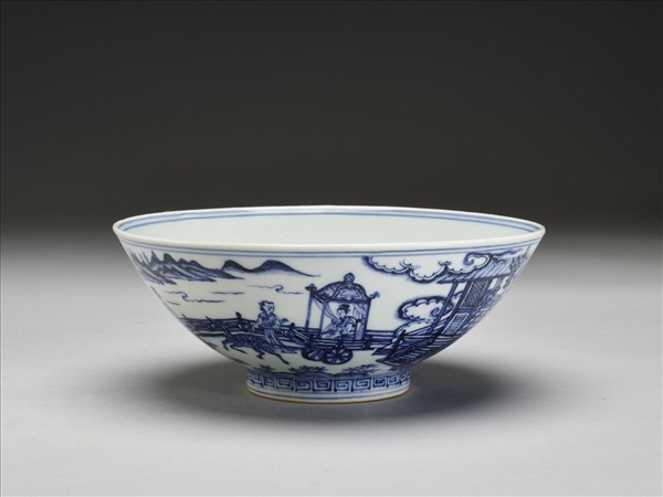 青花人物圖碗