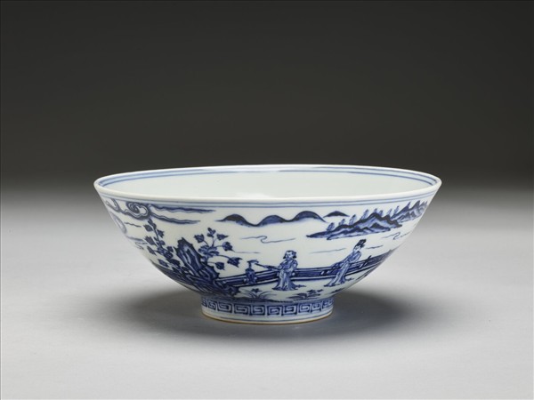 青花人物圖碗