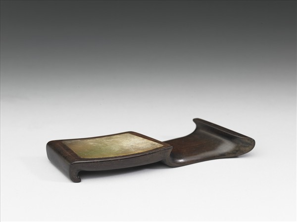 紫檀木鑲玉墨床