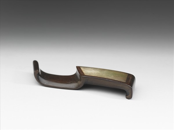 紫檀木鑲玉墨床