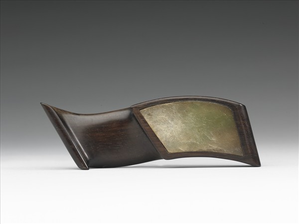 紫檀木鑲玉墨床