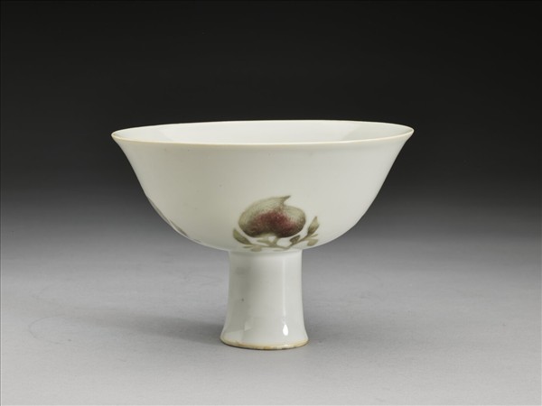 釉裡紅四果紋高足碗