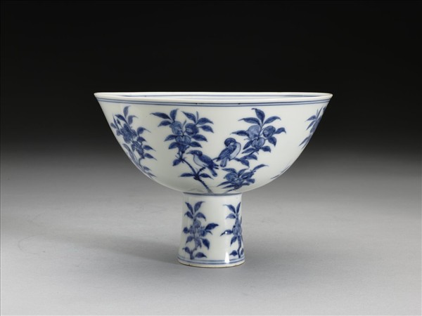 青花花鳥紋高足碗