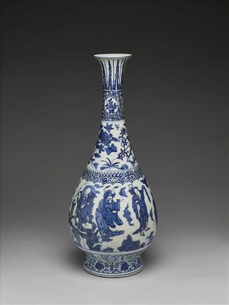 青花八仙慶壽圖玉壺春瓶