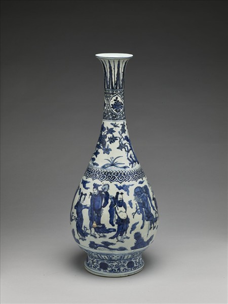 青花八仙慶壽圖玉壺春瓶