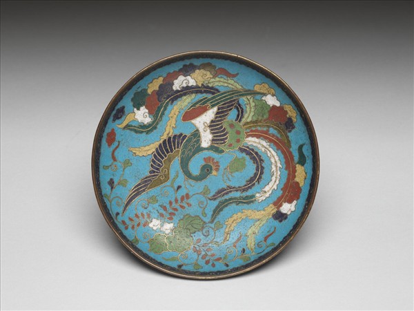 掐絲琺瑯雲鳳紋盤