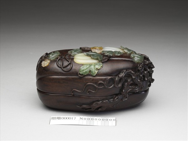 紫檀嵌玉瓜形盒