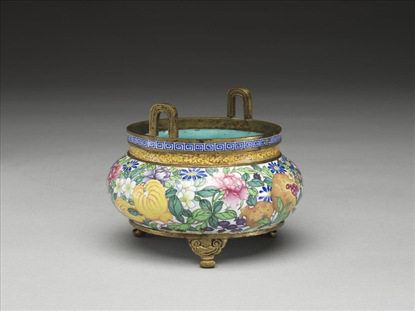 銅胎畫琺瑯三多爐