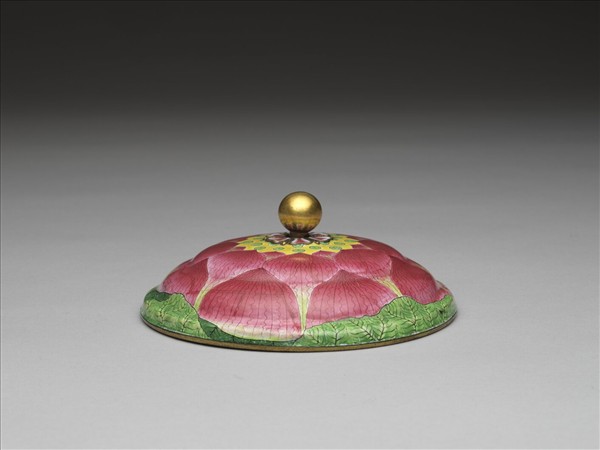 銅胎畫琺瑯蓮花蓋碗