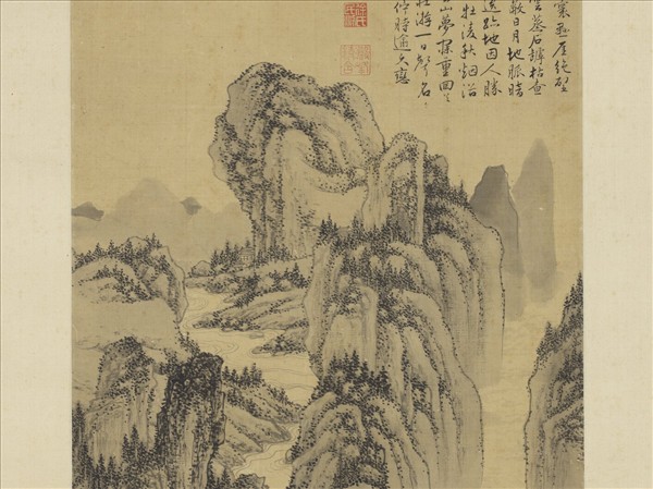 明周臣山水　軸