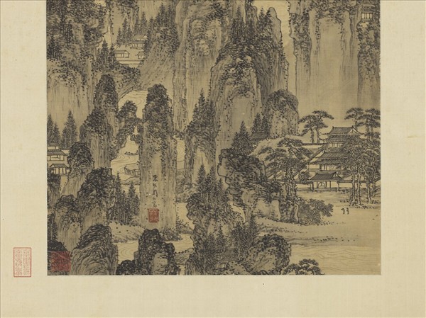 明周臣山水　軸