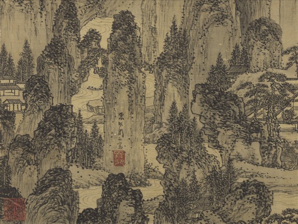 明周臣山水　軸