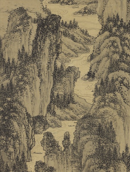 明周臣山水　軸