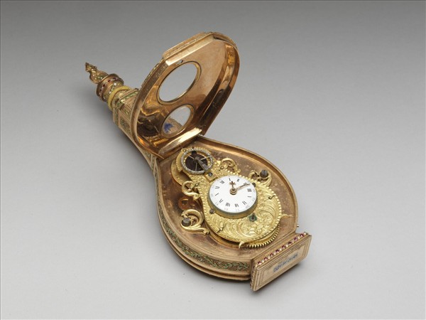 西洋琺瑯鑲錶人物瓶