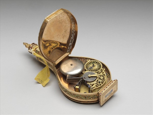 西洋琺瑯鑲錶人物瓶