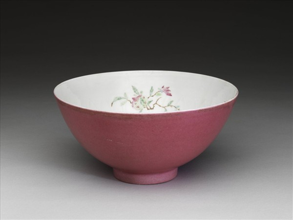 胭脂紅彩花果碗 