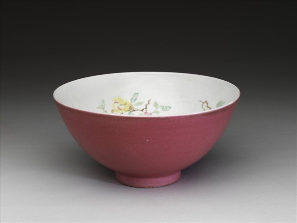 胭脂紅彩花果碗 