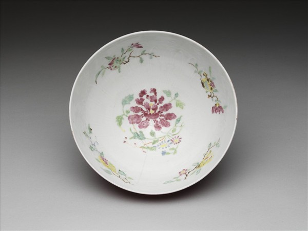 胭脂紅彩花果碗 