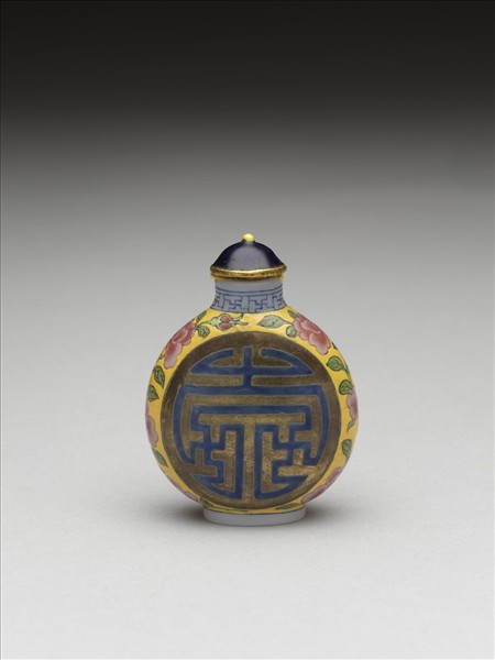 玻璃胎畫琺瑯萬壽紋鼻煙壺