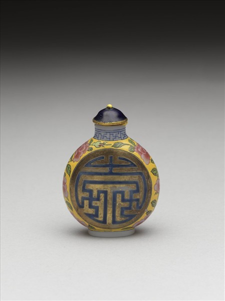 玻璃胎畫琺瑯萬壽紋鼻煙壺