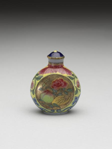 玻璃胎畫琺瑯福壽如意鼻煙壺