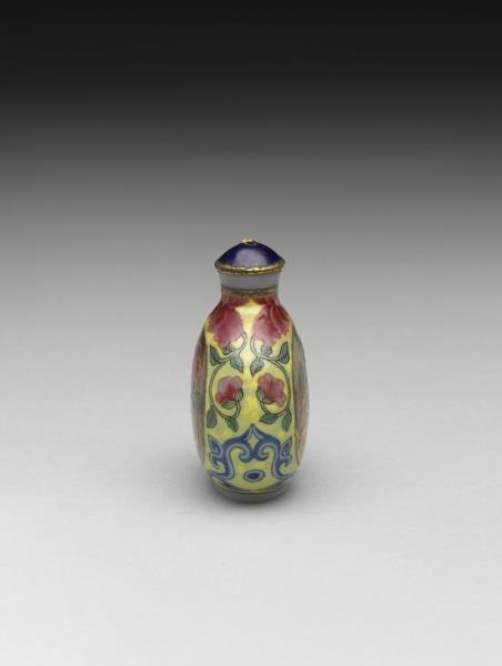 玻璃胎畫琺瑯福壽如意鼻煙壺