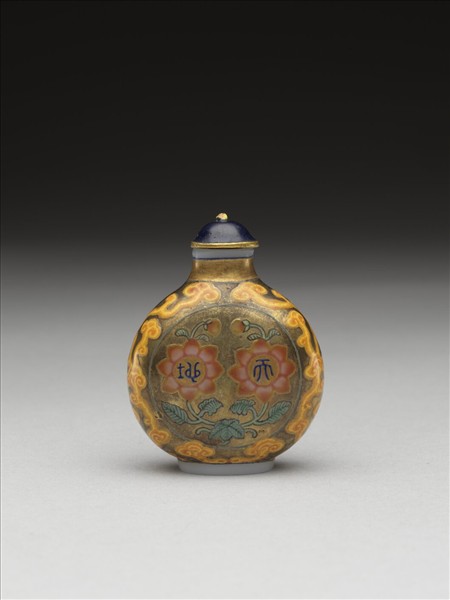 玻璃胎畫琺瑯金地天地同壽鼻煙壺