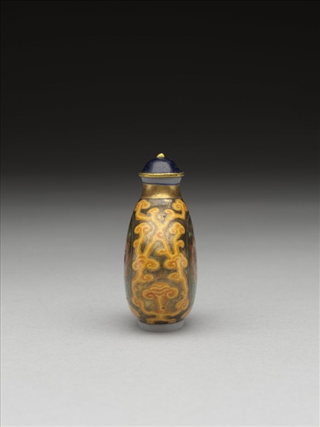 玻璃胎畫琺瑯金地天地同壽鼻煙壺