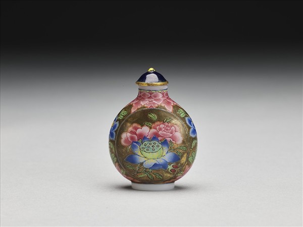 玻璃胎畫琺瑯富貴福壽紋鼻煙壺