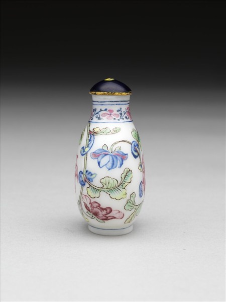 玻璃胎畫琺瑯轉枝花卉紋鼻煙壺