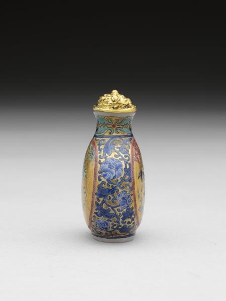 玻璃胎畫琺瑯花鳥紋鼻煙壺