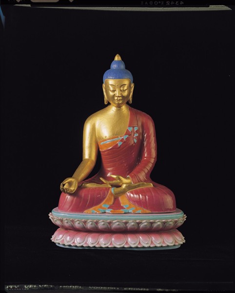 粉彩描金與願印佛像