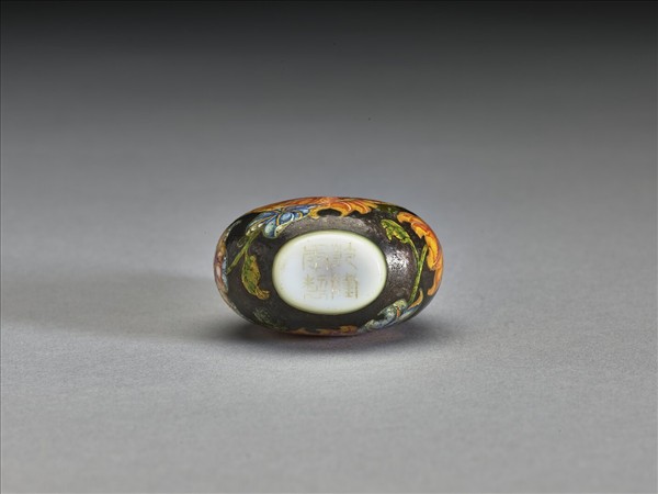 玻璃胎畫琺瑯黑地花卉紋鼻煙壺