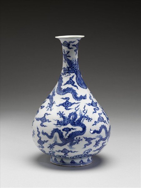 青花五龍紋玉壺春瓶