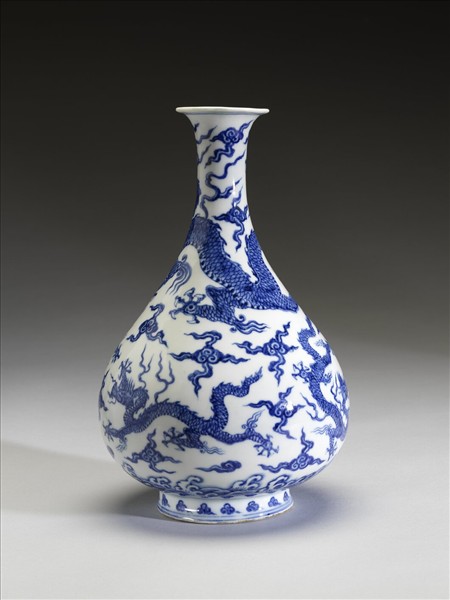 青花五龍紋玉壺春瓶