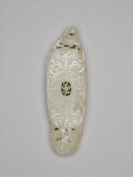 玉雕龍鳳橢圓佩