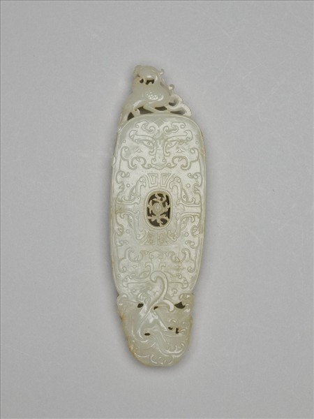 玉雕龍鳳橢圓佩