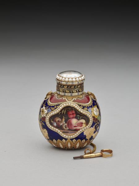 金胎畫琺瑯嵌珠錶蓋鼻煙壺