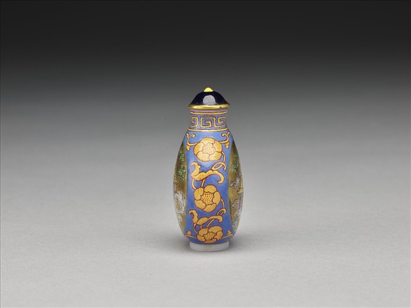 玻璃胎畫琺瑯瓊樓仙閣圖鼻煙壺