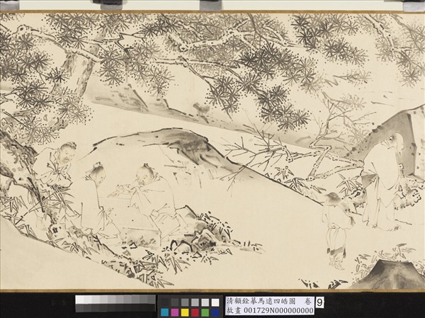 清顧銓摹馬遠四皓圖　卷