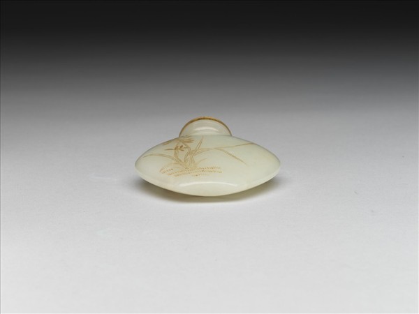 玉填金蘭花紋鼻煙壺