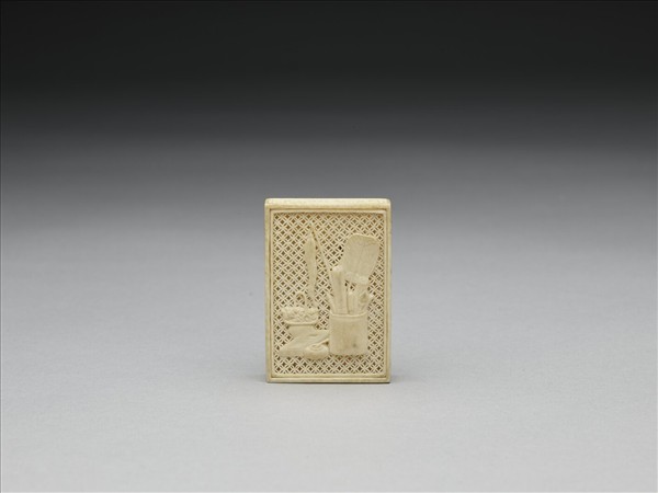 象牙鏤雕歲朝圖方珮