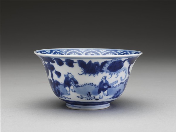 青花山水人物碗