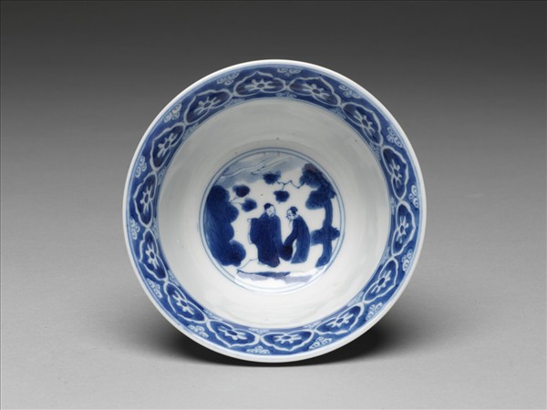 青花山水人物碗