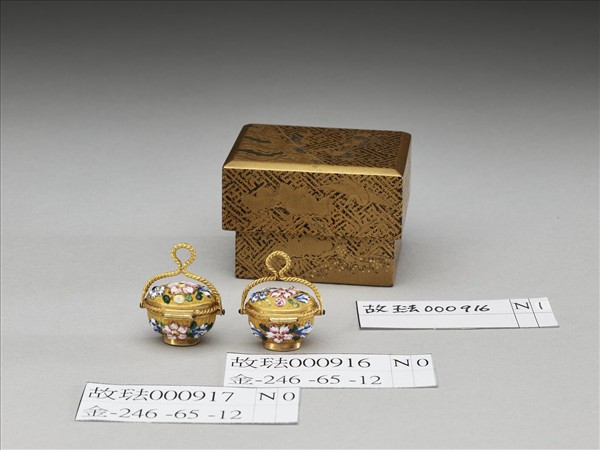 西洋琺瑯鍍金帶蓋提籃