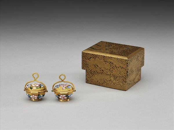 西洋琺瑯鍍金帶蓋提籃