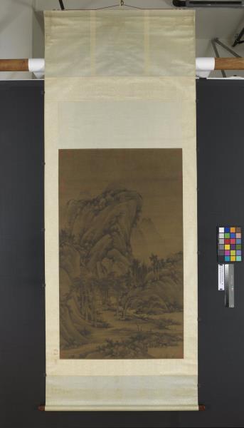 五代南唐巨然囊琴懷鶴　軸