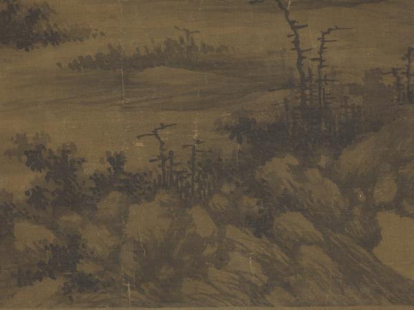 五代南唐巨然囊琴懷鶴　軸