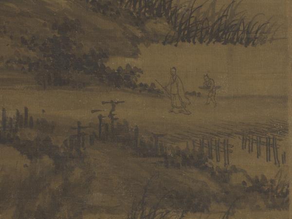 五代南唐巨然囊琴懷鶴　軸