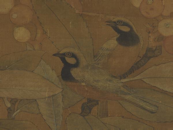 宋崔白畫枇杷孔雀　軸